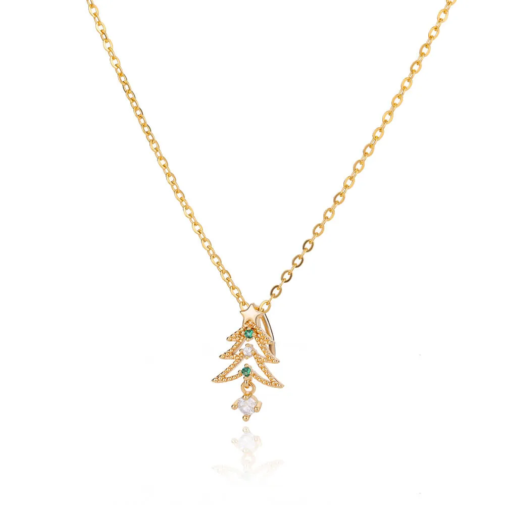 New Design Trendy Xmas Tree Pendant Necklace For Women