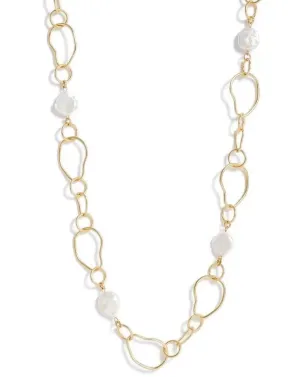 Organic Link X Pearl Station Necklace