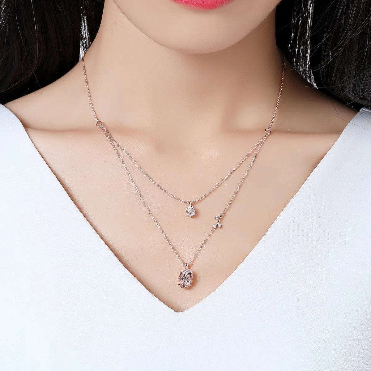 Pear Cut Clear Cubic Zirconia Necklace KPN0249
