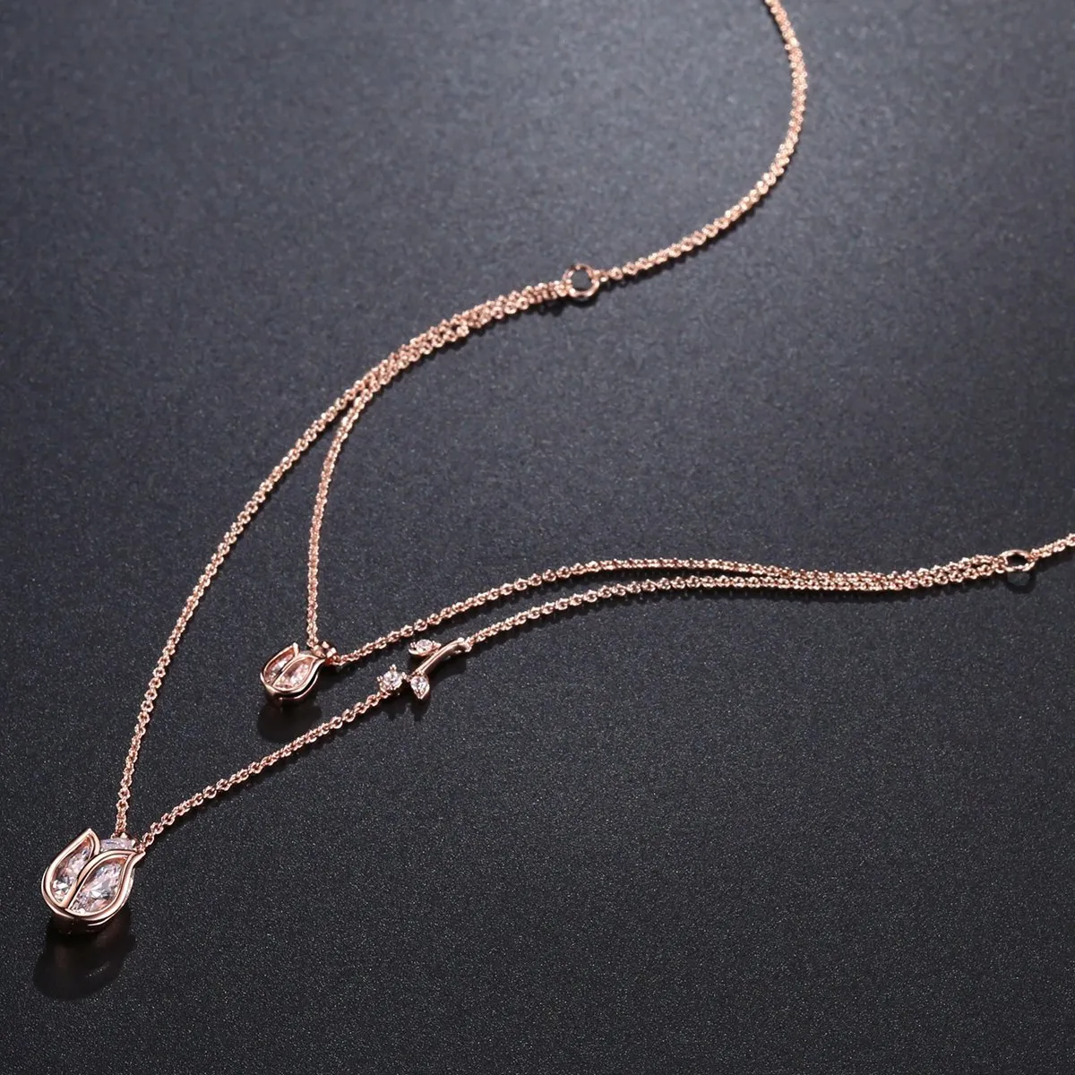 Pear Cut Clear Cubic Zirconia Necklace KPN0249