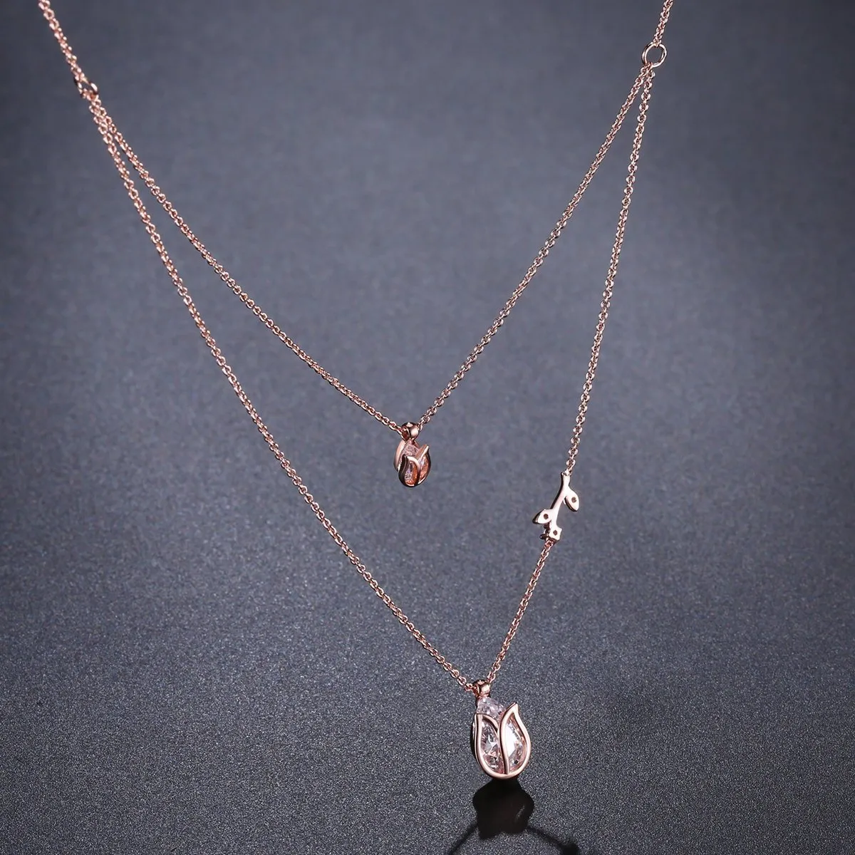 Pear Cut Clear Cubic Zirconia Necklace KPN0249