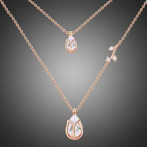 Pear Cut Clear Cubic Zirconia Necklace KPN0249