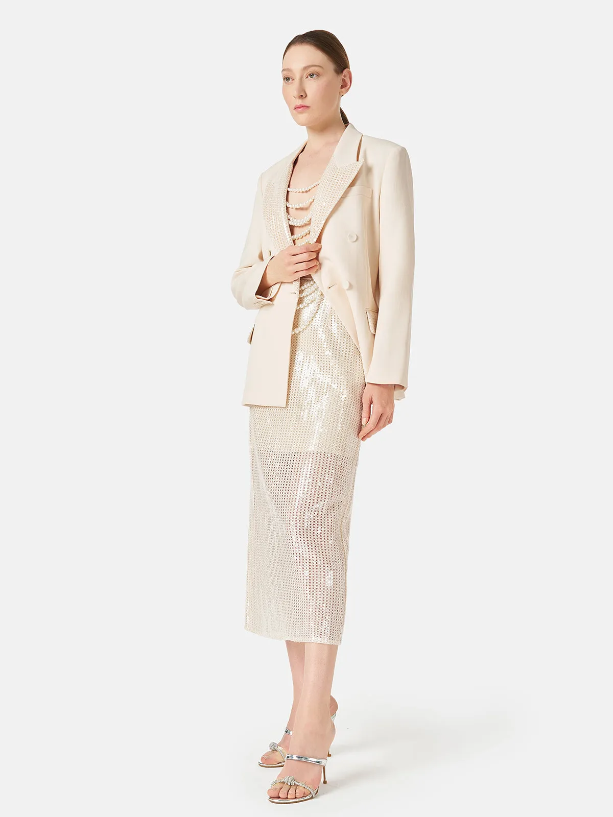 Pearl Bead Piece Half Skirt