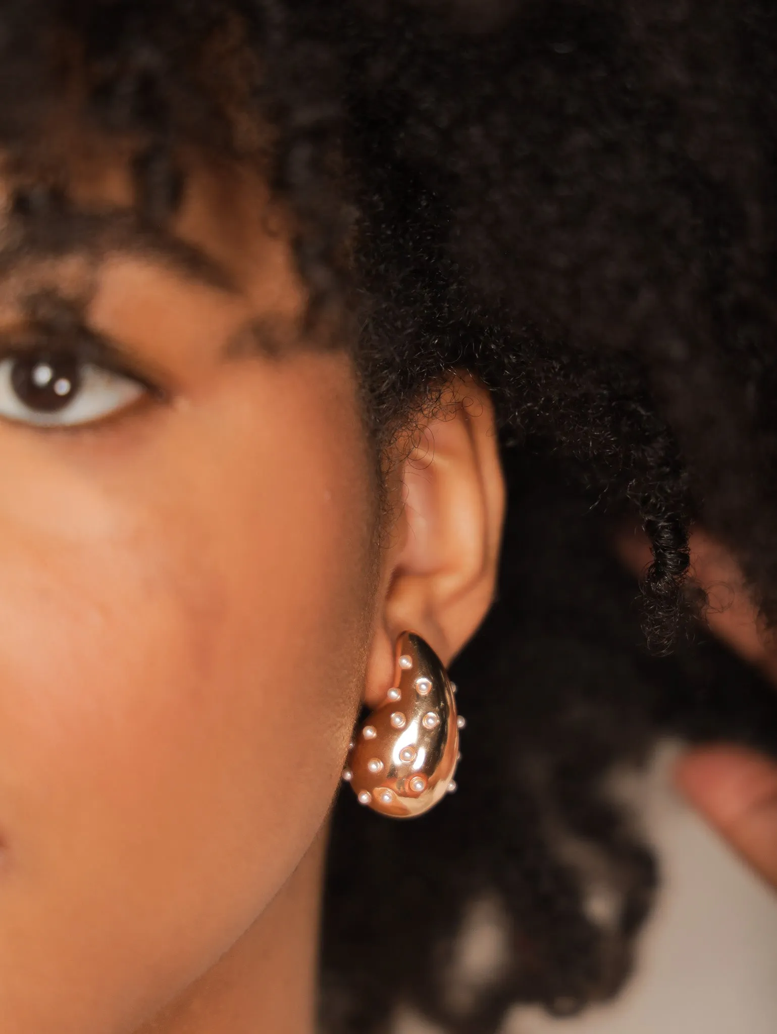 Pearl Dotted Teardrop Studs