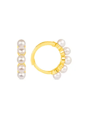 Pearl Huggie Earrings 14K