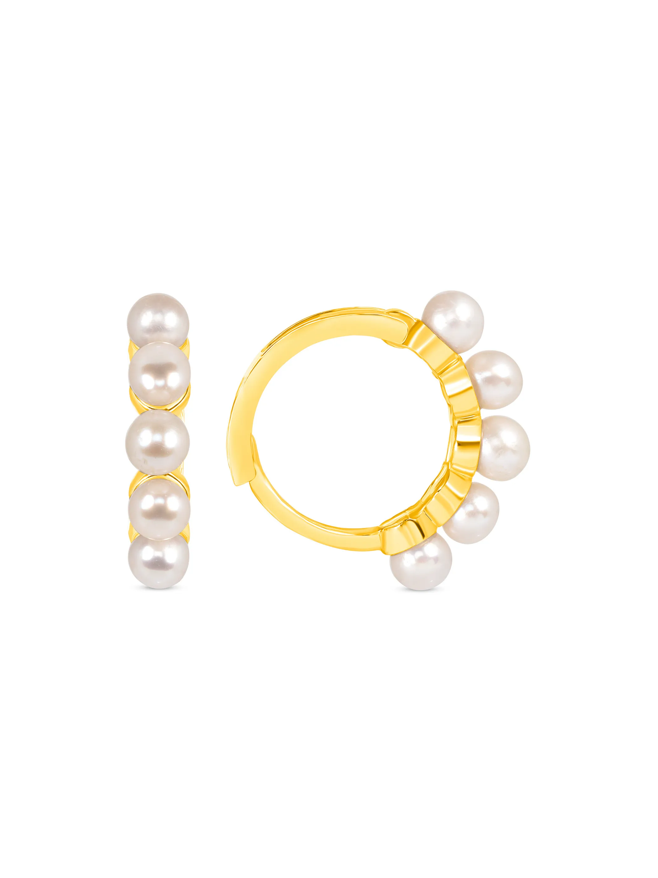 Pearl Huggie Earrings 14K