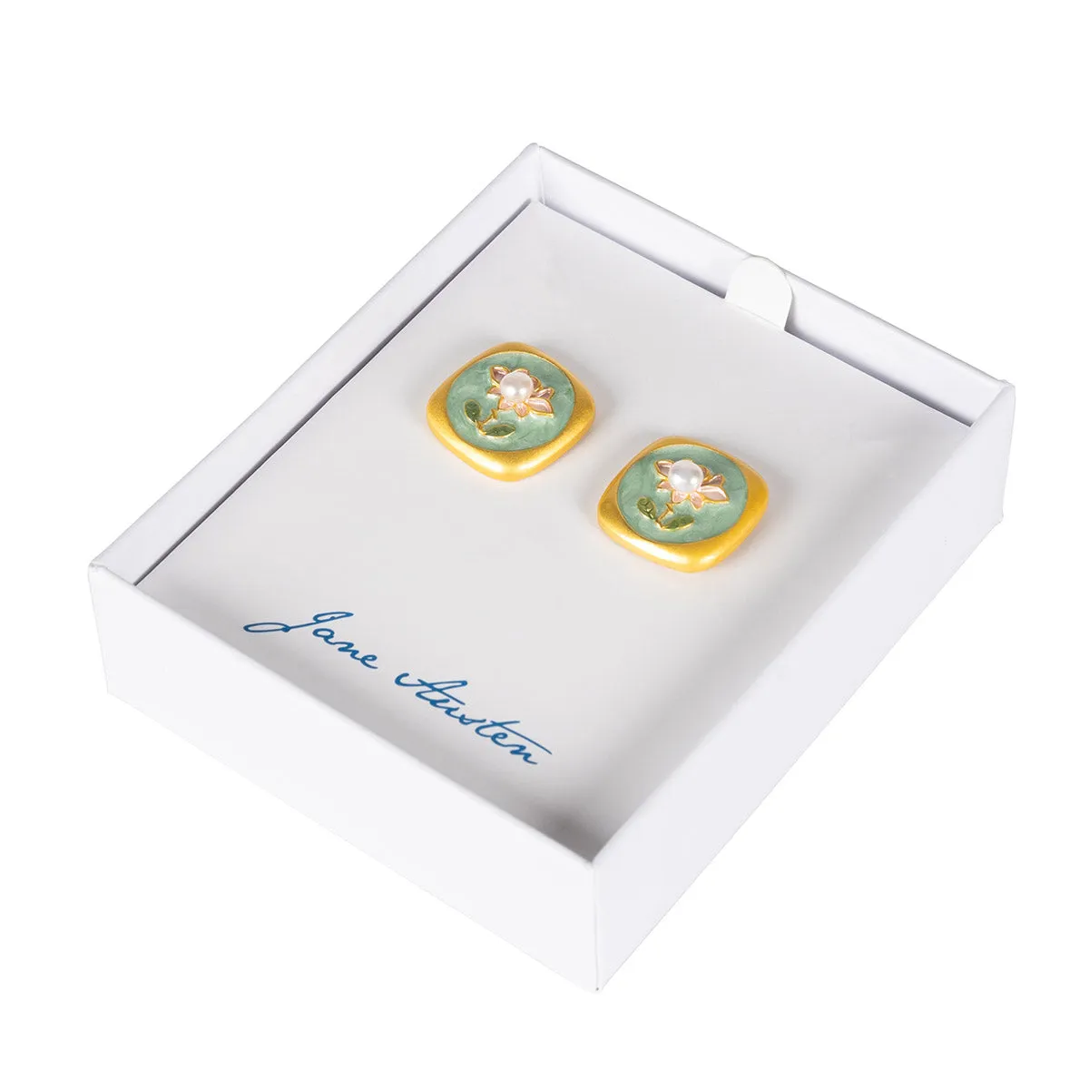 Petal & Pearl Stud Earrings - Regency Era Jewellery