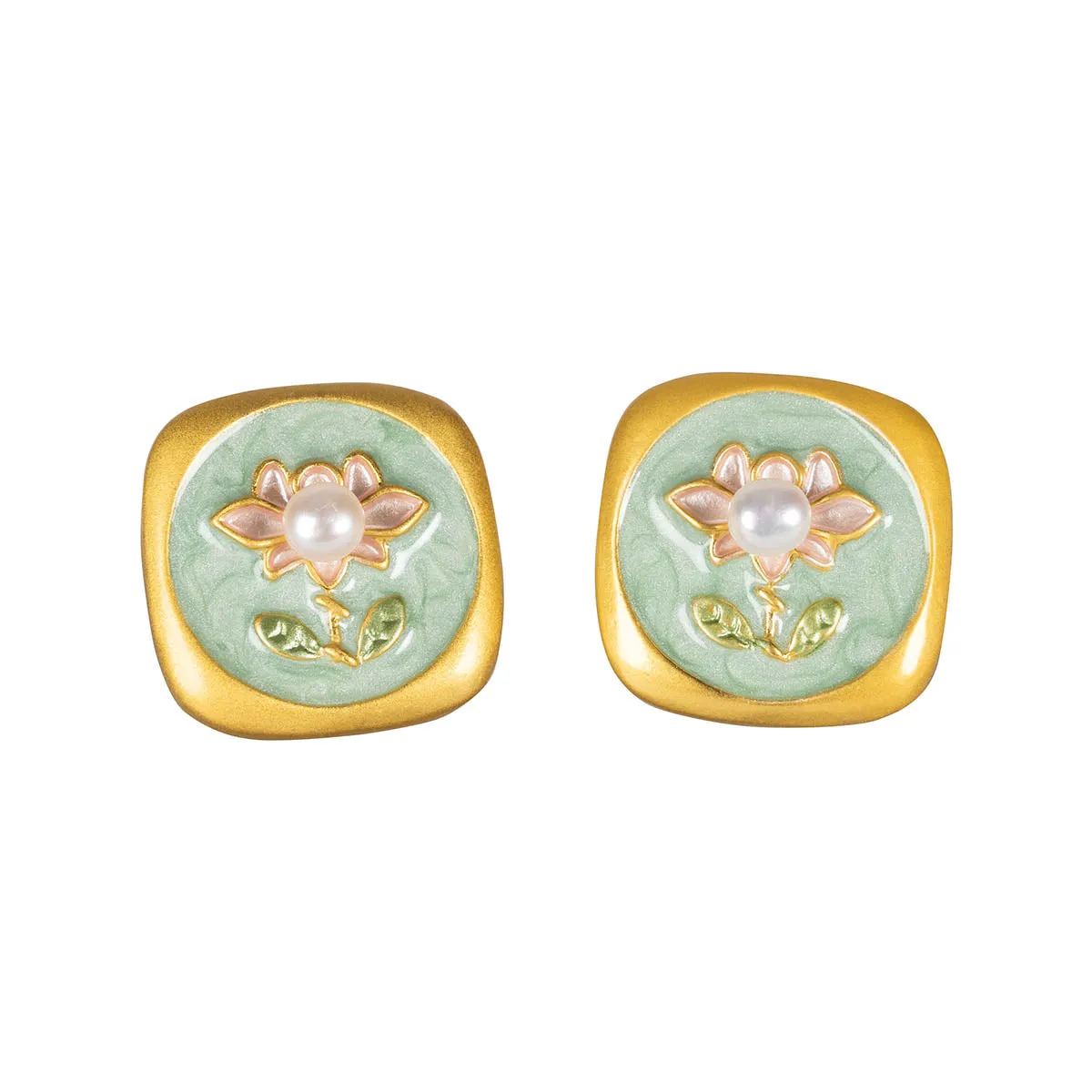 Petal & Pearl Stud Earrings - Regency Era Jewellery