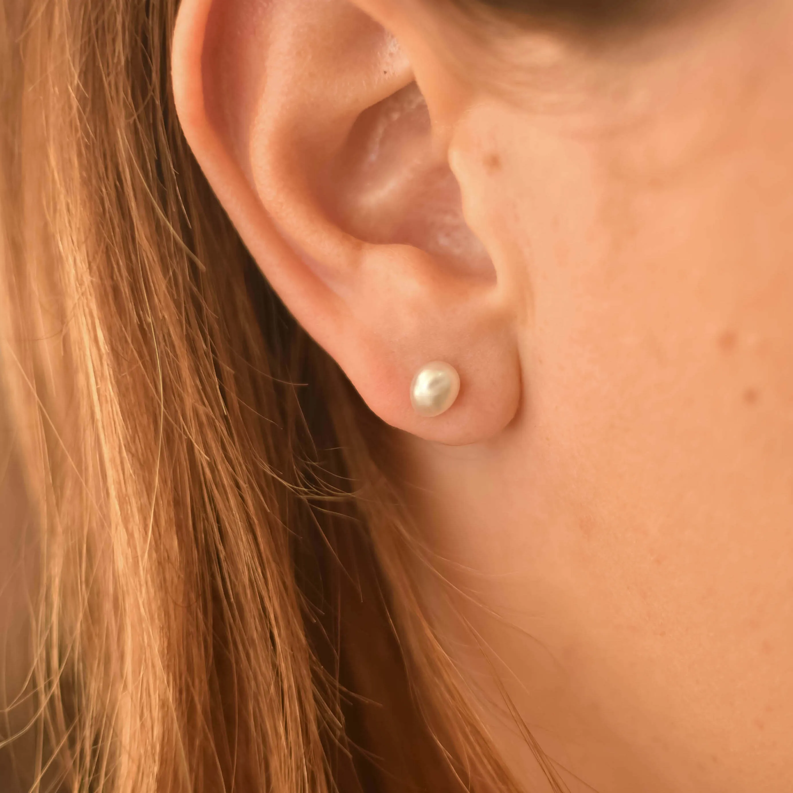 Petite Keshi Pearl Studs