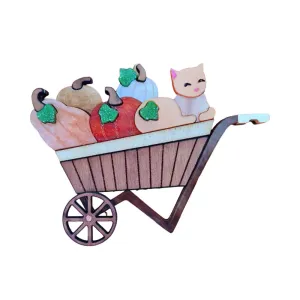 Pumpkin Kitty Cart Brooch by Cherryloco Jewellery
