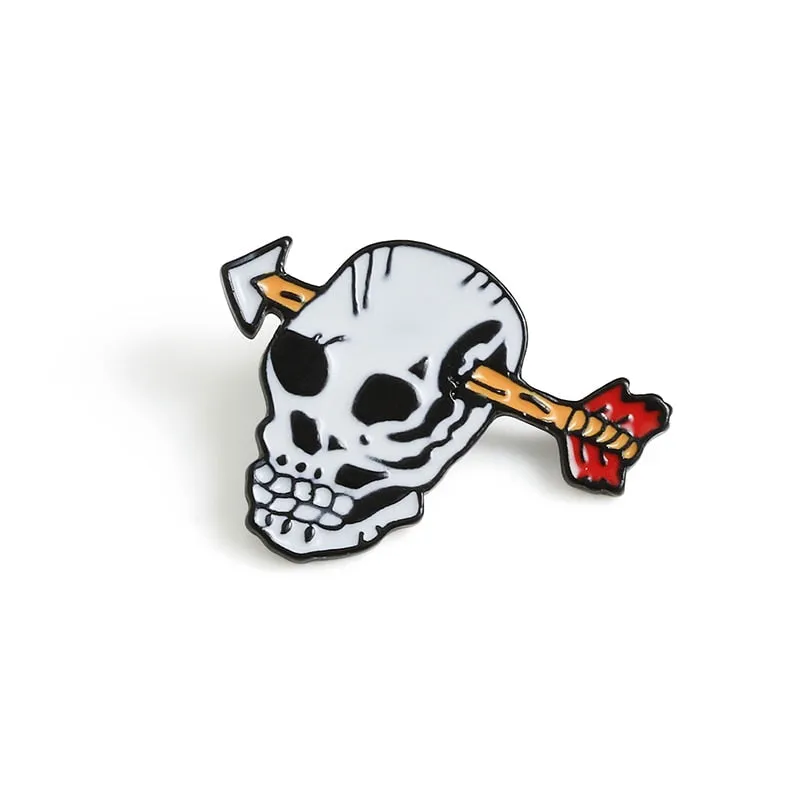 Punk Music Lover DJ Skull Enamel Pin Guitar Gothic Dark Skeleton Brooch HARD TIMES Letter Lapel pins Backpack Badge Jewelry gift