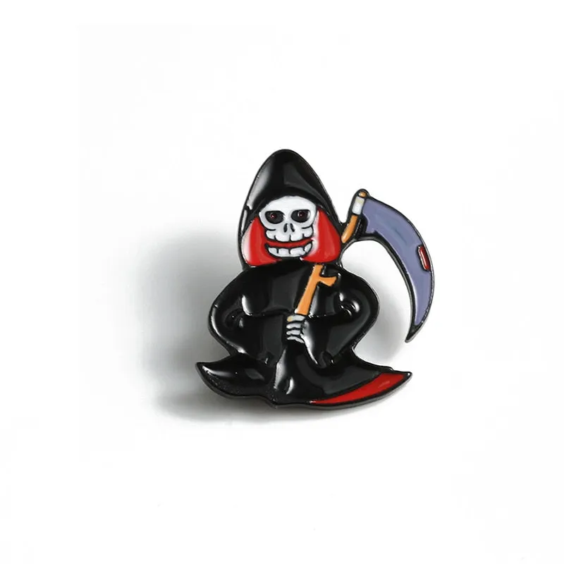 Punk Music Lover DJ Skull Enamel Pin Guitar Gothic Dark Skeleton Brooch HARD TIMES Letter Lapel pins Backpack Badge Jewelry gift