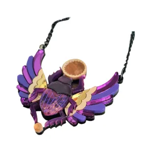 Purple Winged Scarab Beetle Necklace by Cherryloco Jewellery