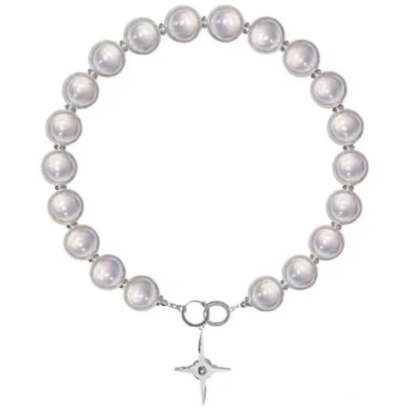 Radiant Cross Luminous Beads Pearl Necklace