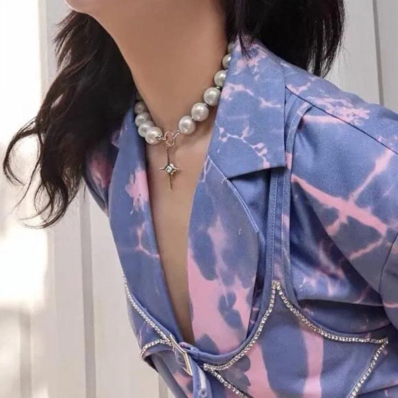 Radiant Cross Luminous Beads Pearl Necklace