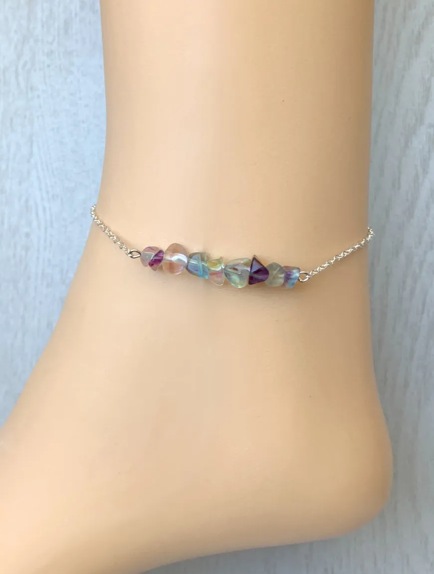 Rainbow Fluorite Anklet