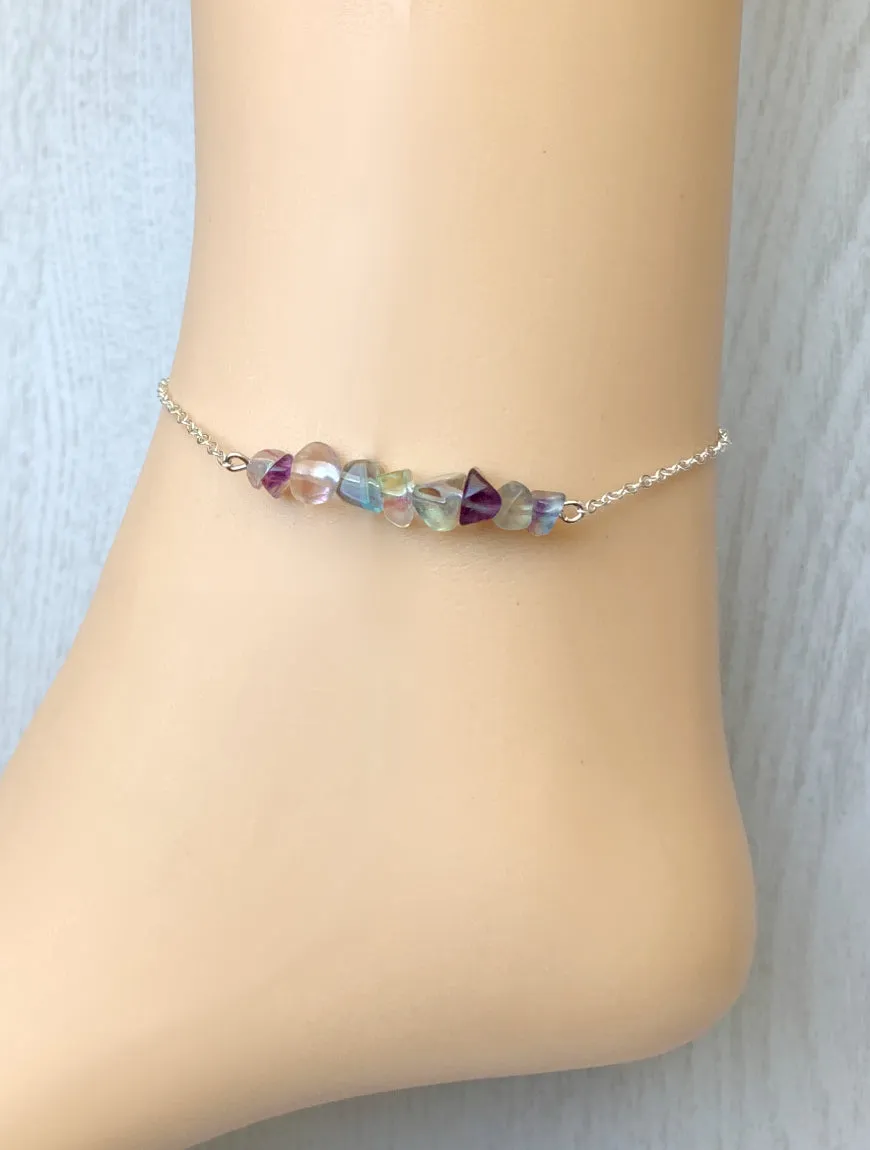 Rainbow Fluorite Anklet