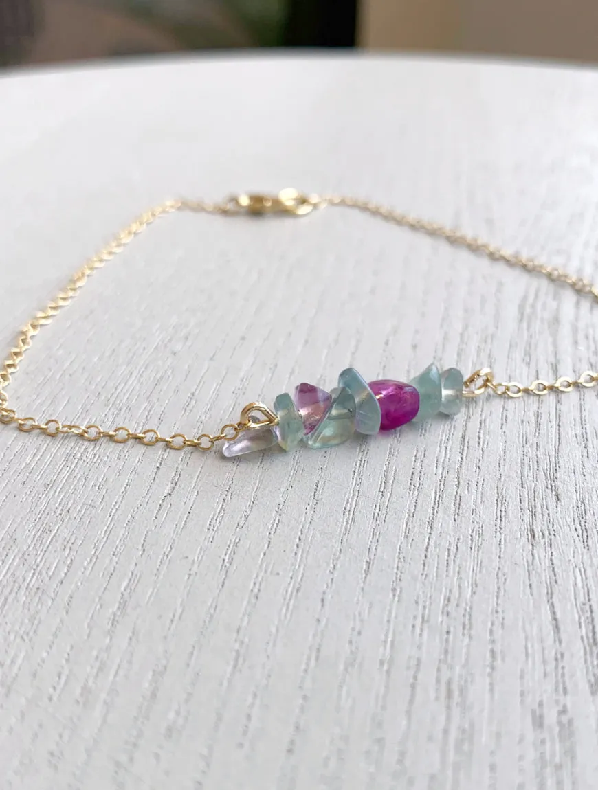 Rainbow Fluorite Anklet