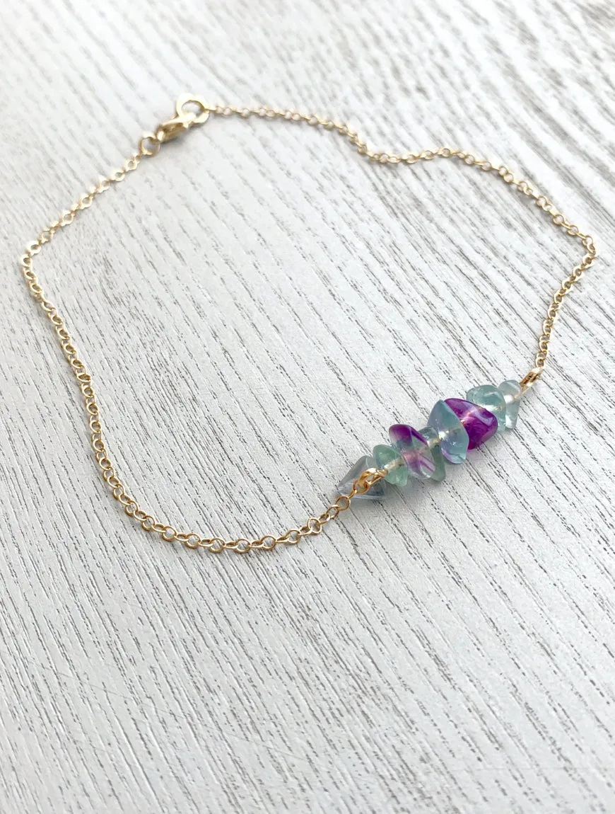 Rainbow Fluorite Anklet