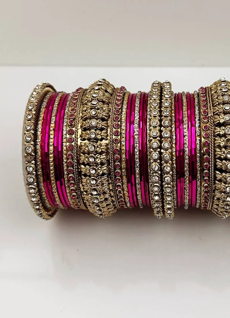 Rani Pink Gold Kara Bangle Set