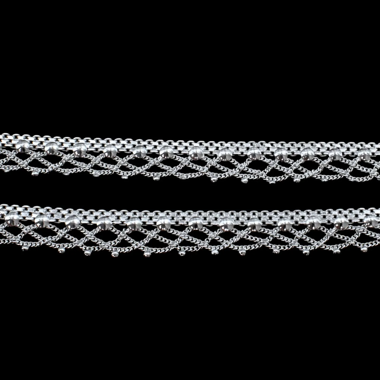 Real Silver Indian Women amazing Jhallar Anklets Ankle Pair 10.3"