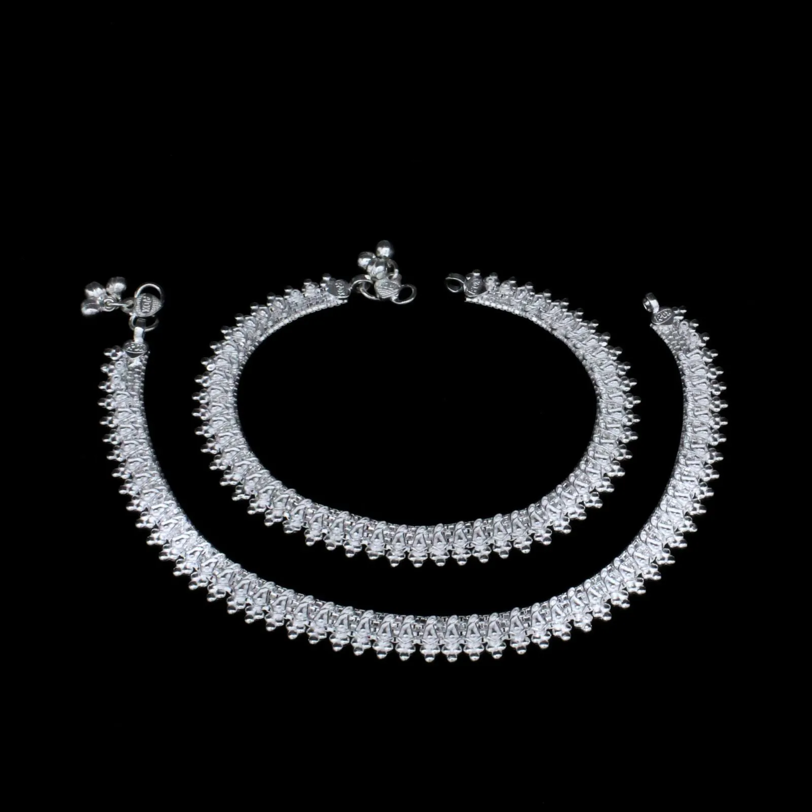 Real Sterling Silver Indian women Trending Anklets Ankle Pair 10.3"