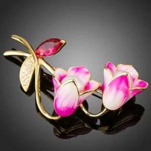 Red Artistic Flower Brooch