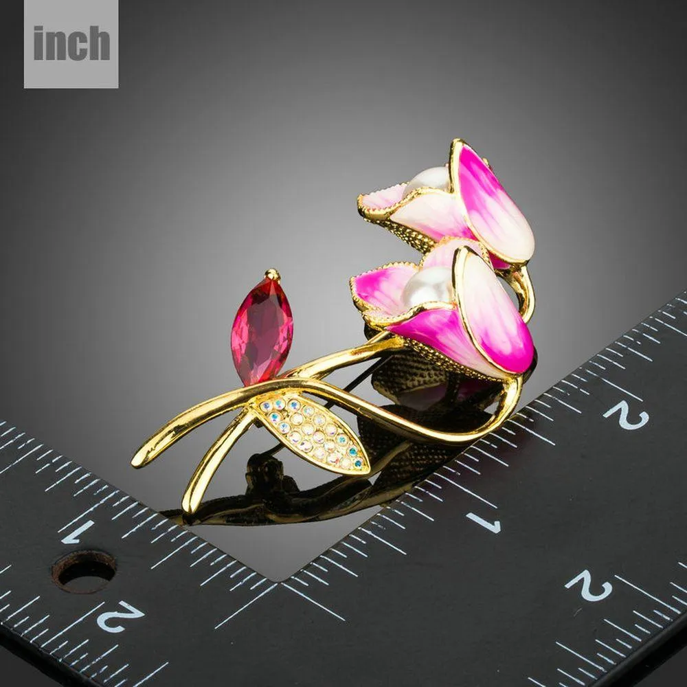 Red Artistic Flower Brooch
