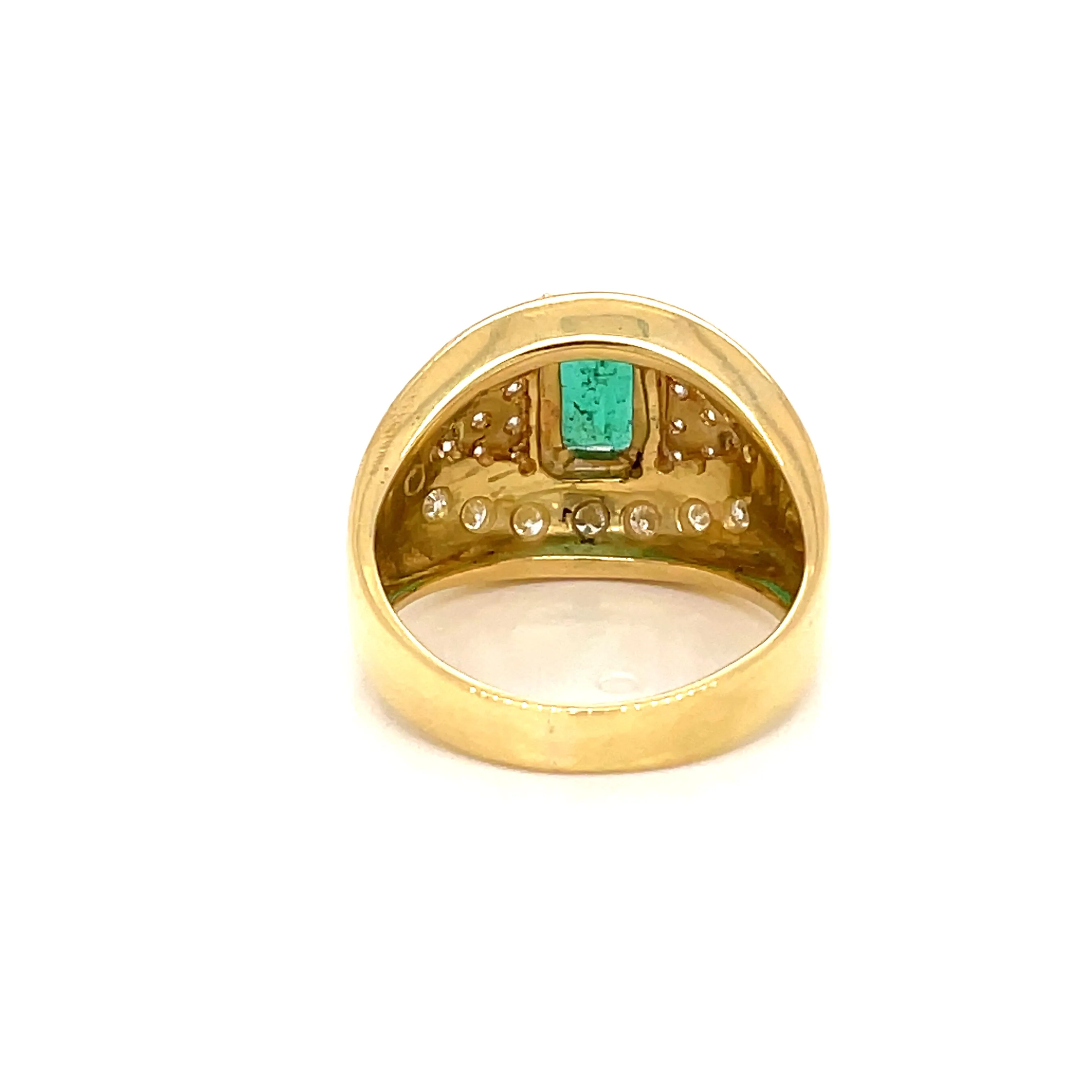 Retro Colombian Emerald Diamond Cocktail Ring