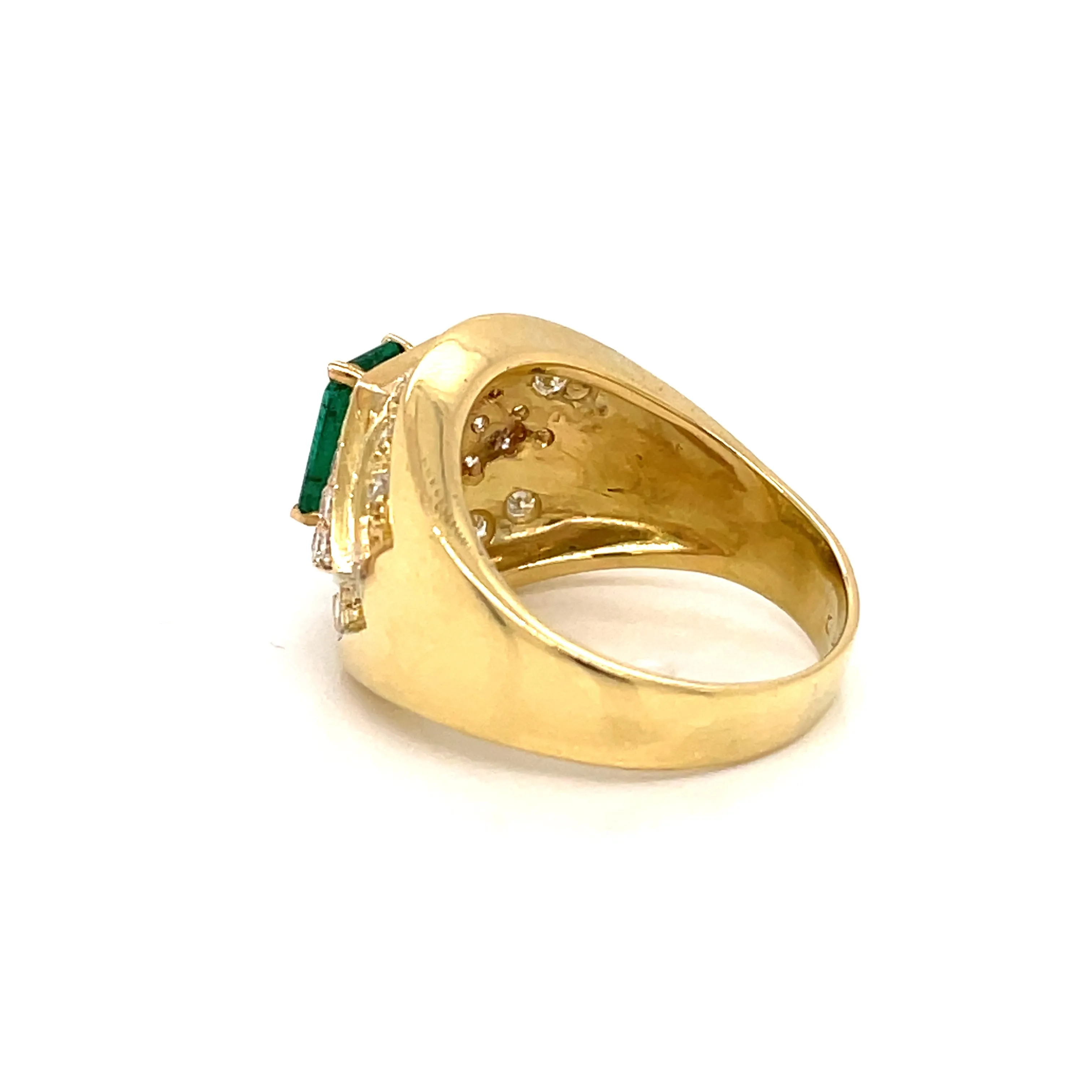 Retro Colombian Emerald Diamond Cocktail Ring