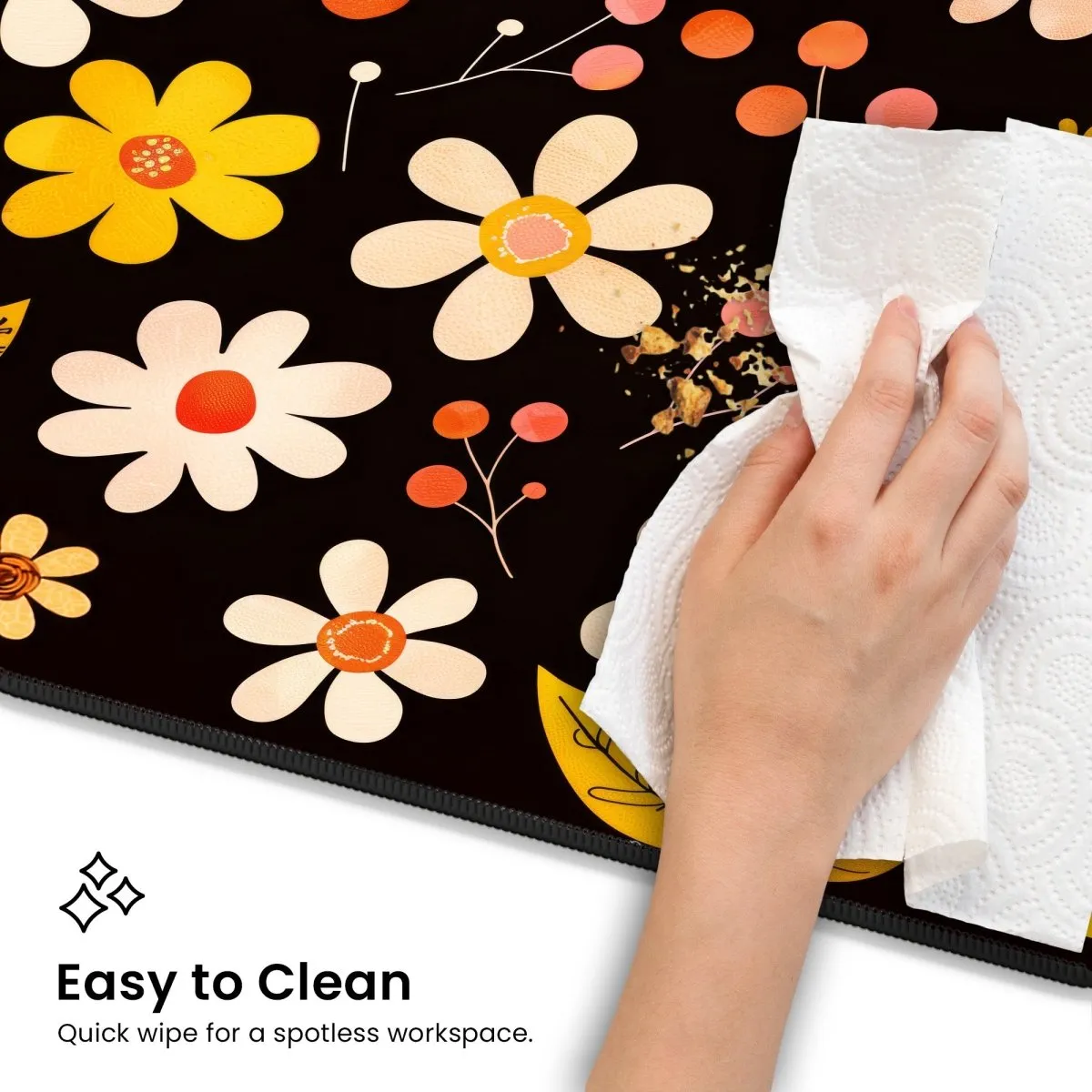 Retro Floral Desk Mat – Vintage Flower Design Large Mouse Pad for Office & Gaming