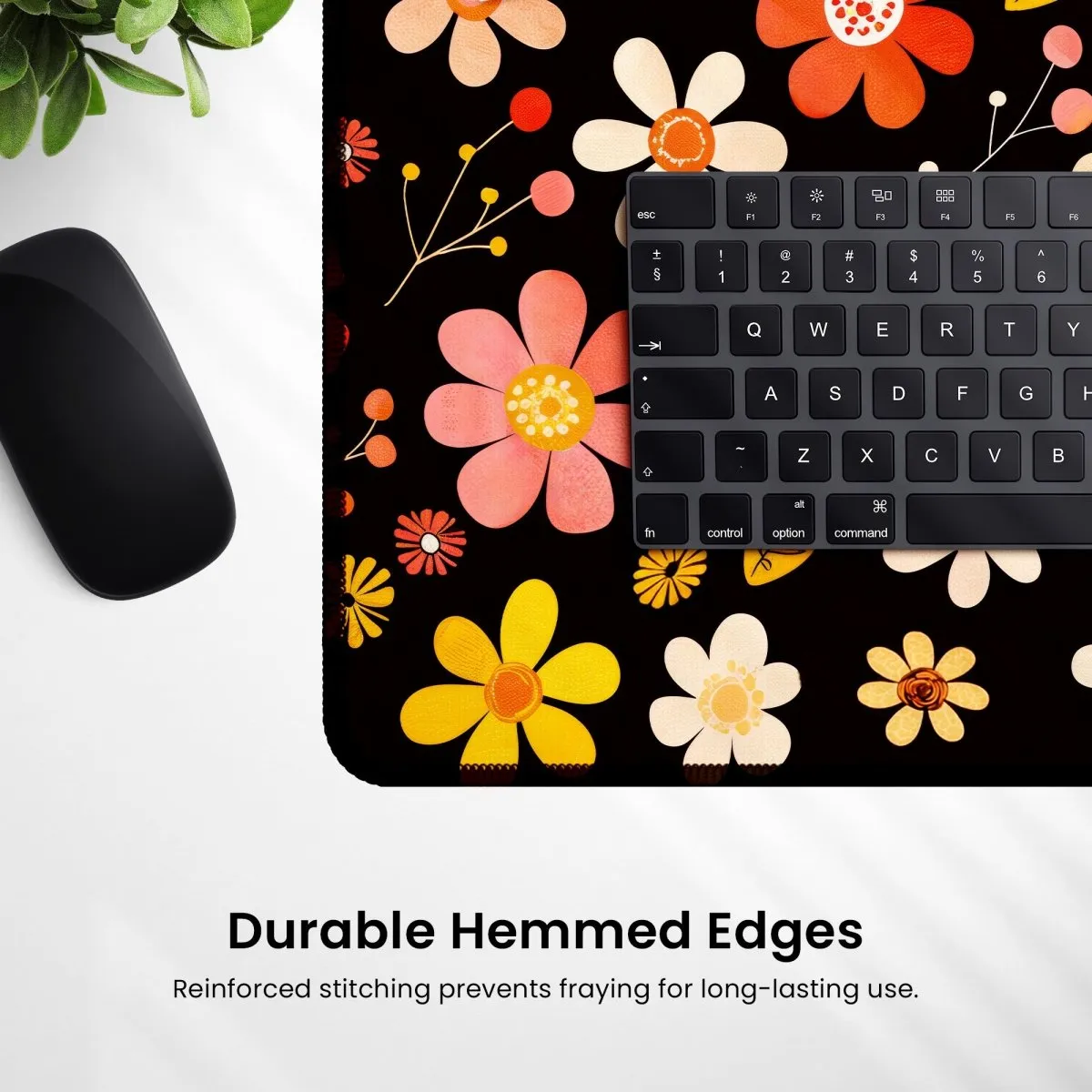 Retro Floral Desk Mat – Vintage Flower Design Large Mouse Pad for Office & Gaming