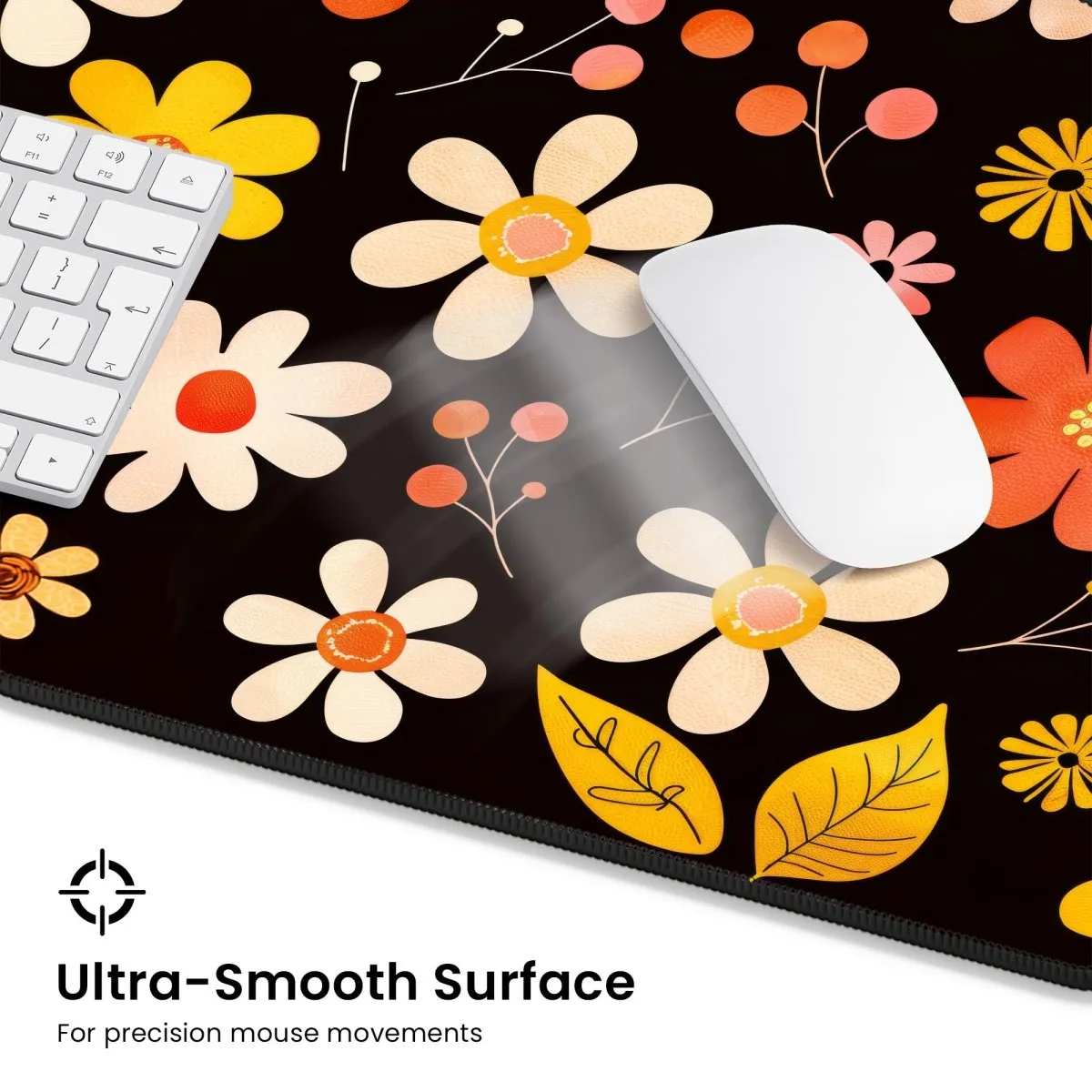 Retro Floral Desk Mat – Vintage Flower Design Large Mouse Pad for Office & Gaming