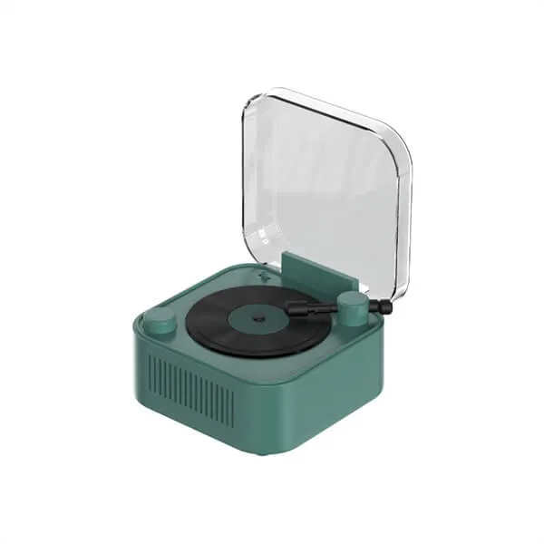 Retro Harmony Vinyl Bluetooth Speaker-Elegant Curves-Morandi Pink-Four Playback Modes