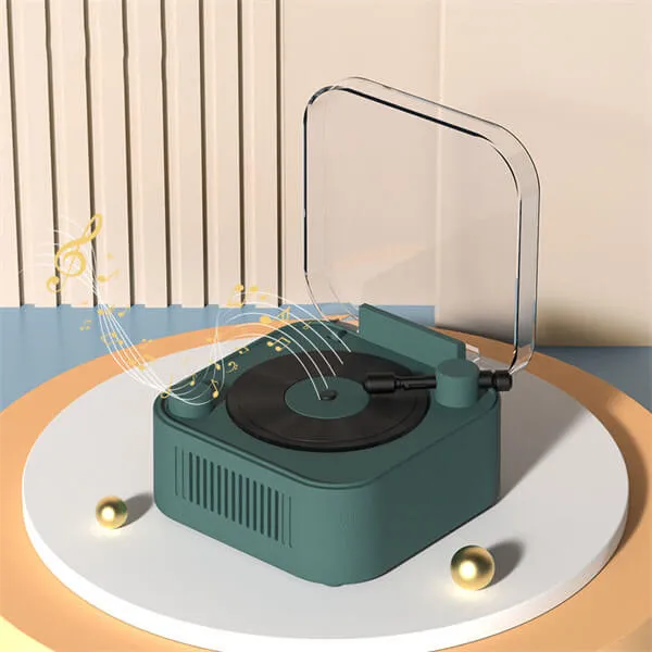 Retro Harmony Vinyl Bluetooth Speaker-Elegant Curves-Morandi Pink-Four Playback Modes