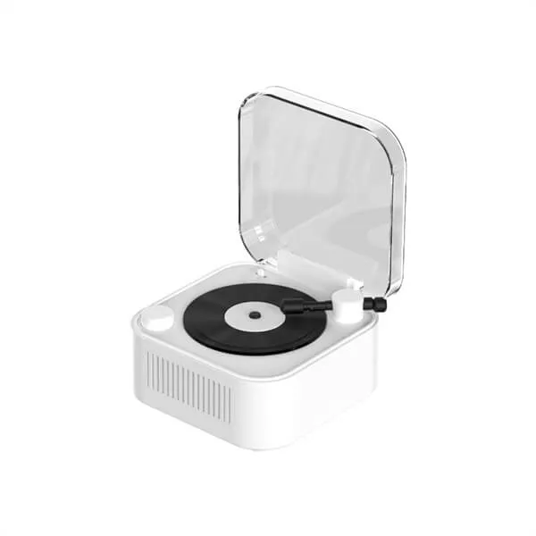 Retro Harmony Vinyl Bluetooth Speaker-Elegant Curves-Morandi Pink-Four Playback Modes