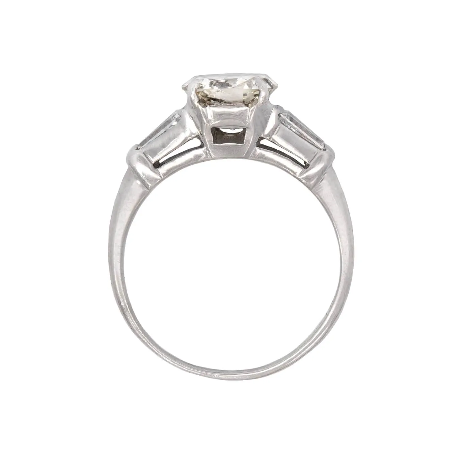Retro Platinum Diamond Three Stone Engagement Ring 1.13ct