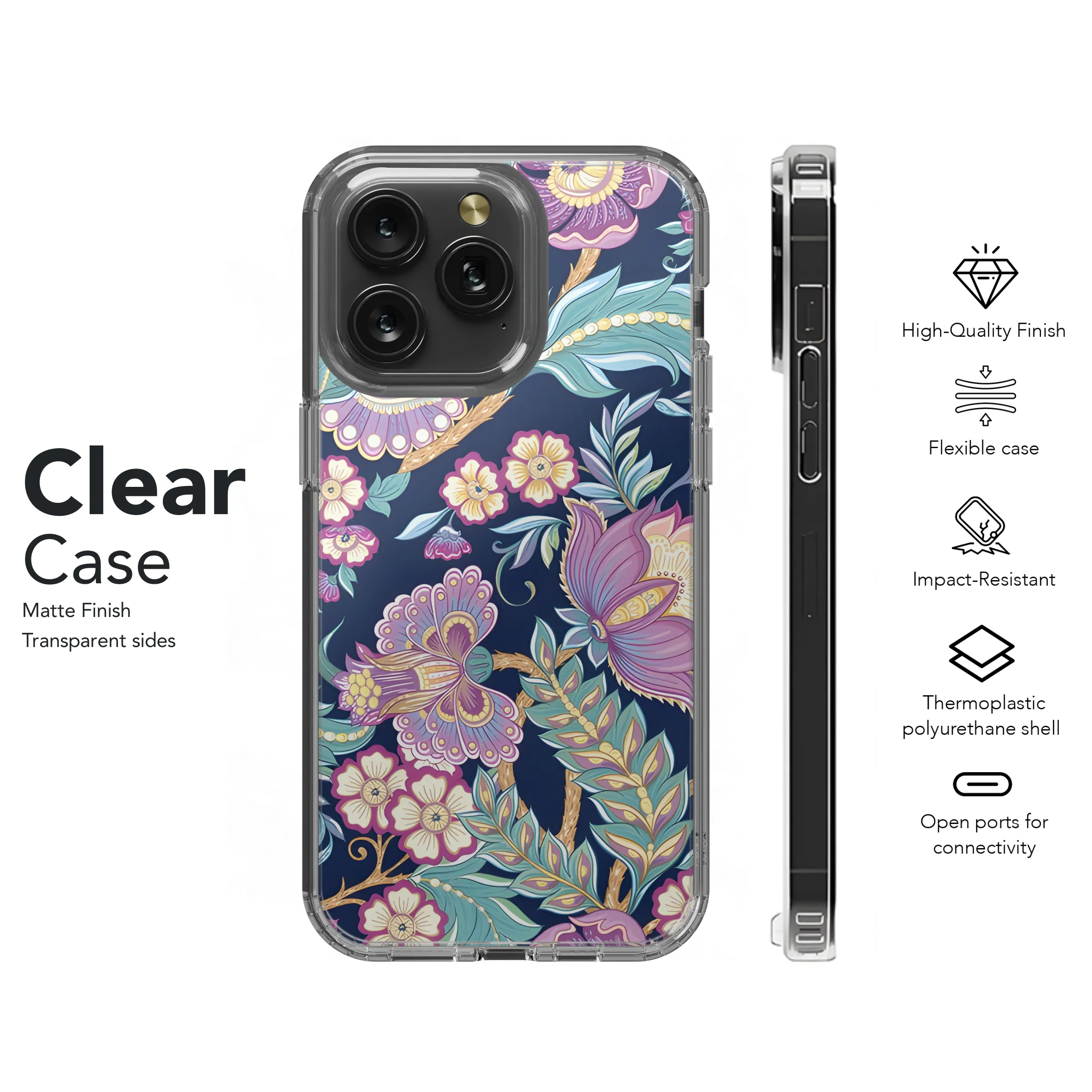 Retro Vintage Flower Jacobin Phone Case iPhone Samsung Cover Pixel 3821