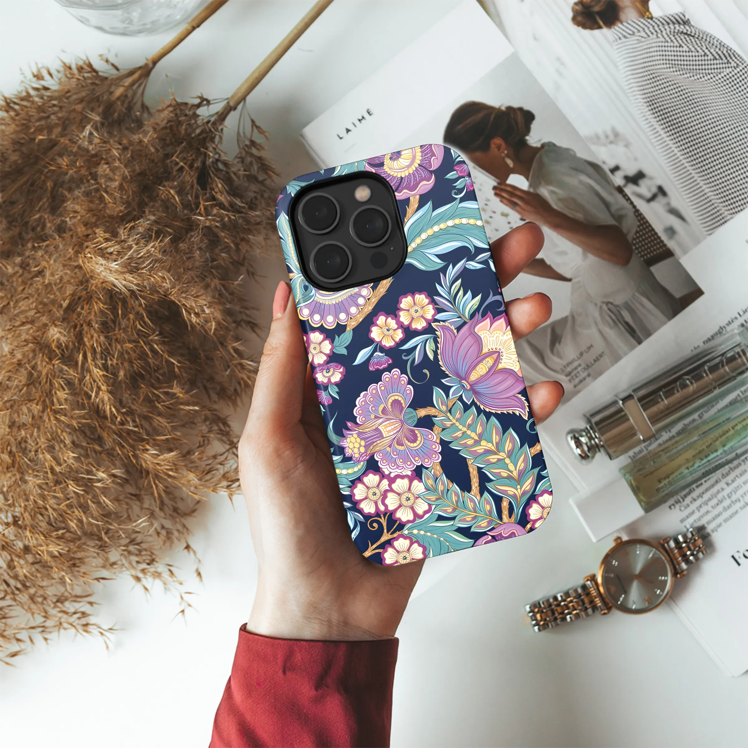 Retro Vintage Flower Jacobin Phone Case iPhone Samsung Cover Pixel 3821