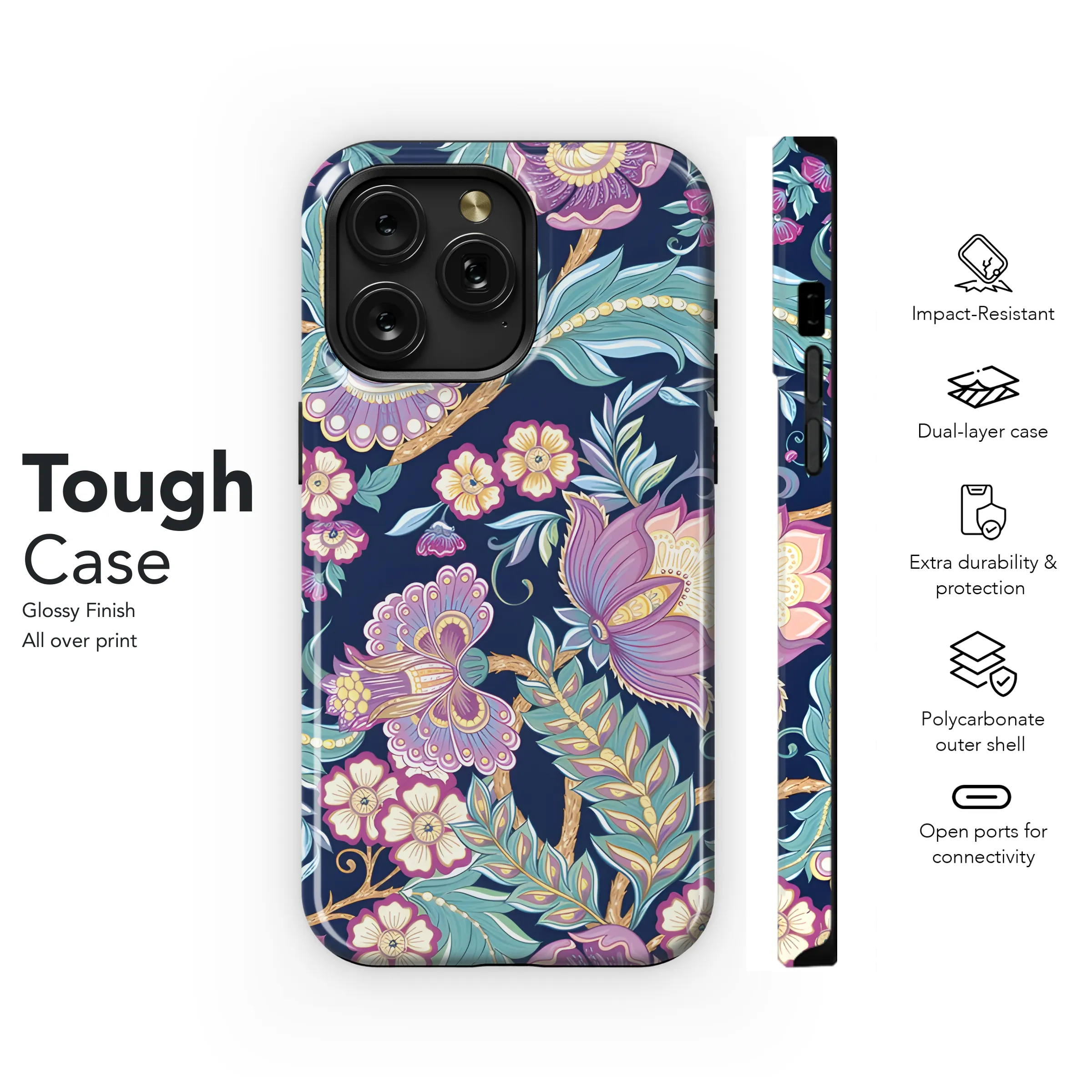 Retro Vintage Flower Jacobin Phone Case iPhone Samsung Cover Pixel 3821