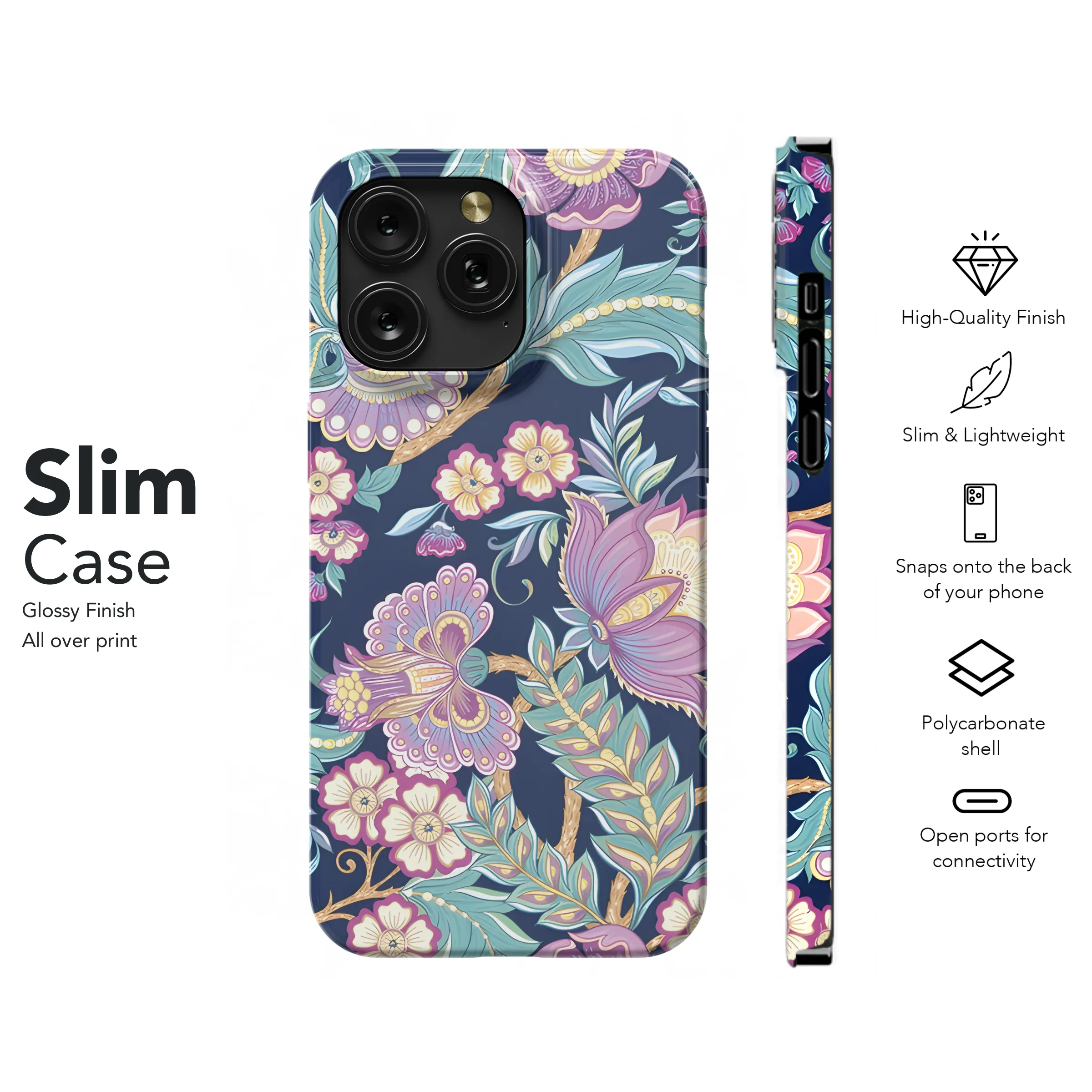 Retro Vintage Flower Jacobin Phone Case iPhone Samsung Cover Pixel 3821