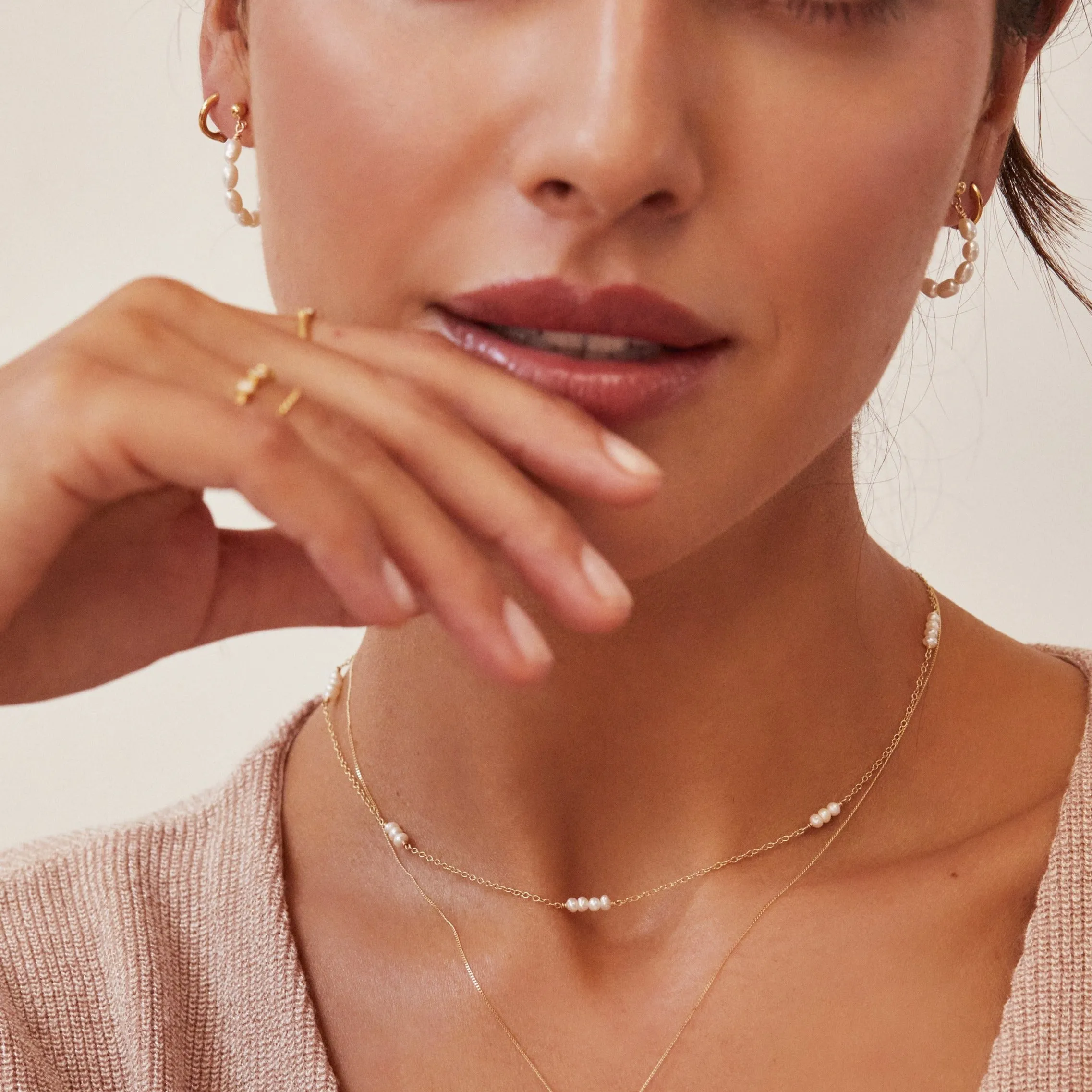 Rose Gold Mini Pearl Choker
