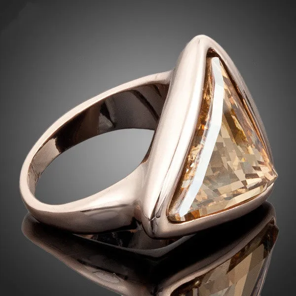 Rose Gold Plated Gold Color Triangle Stellux Austrian Crystal Ring