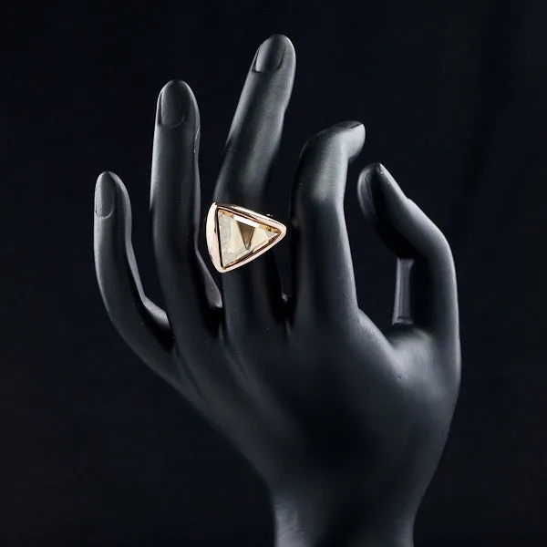 Rose Gold Plated Gold Color Triangle Stellux Austrian Crystal Ring