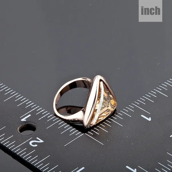 Rose Gold Plated Gold Color Triangle Stellux Austrian Crystal Ring