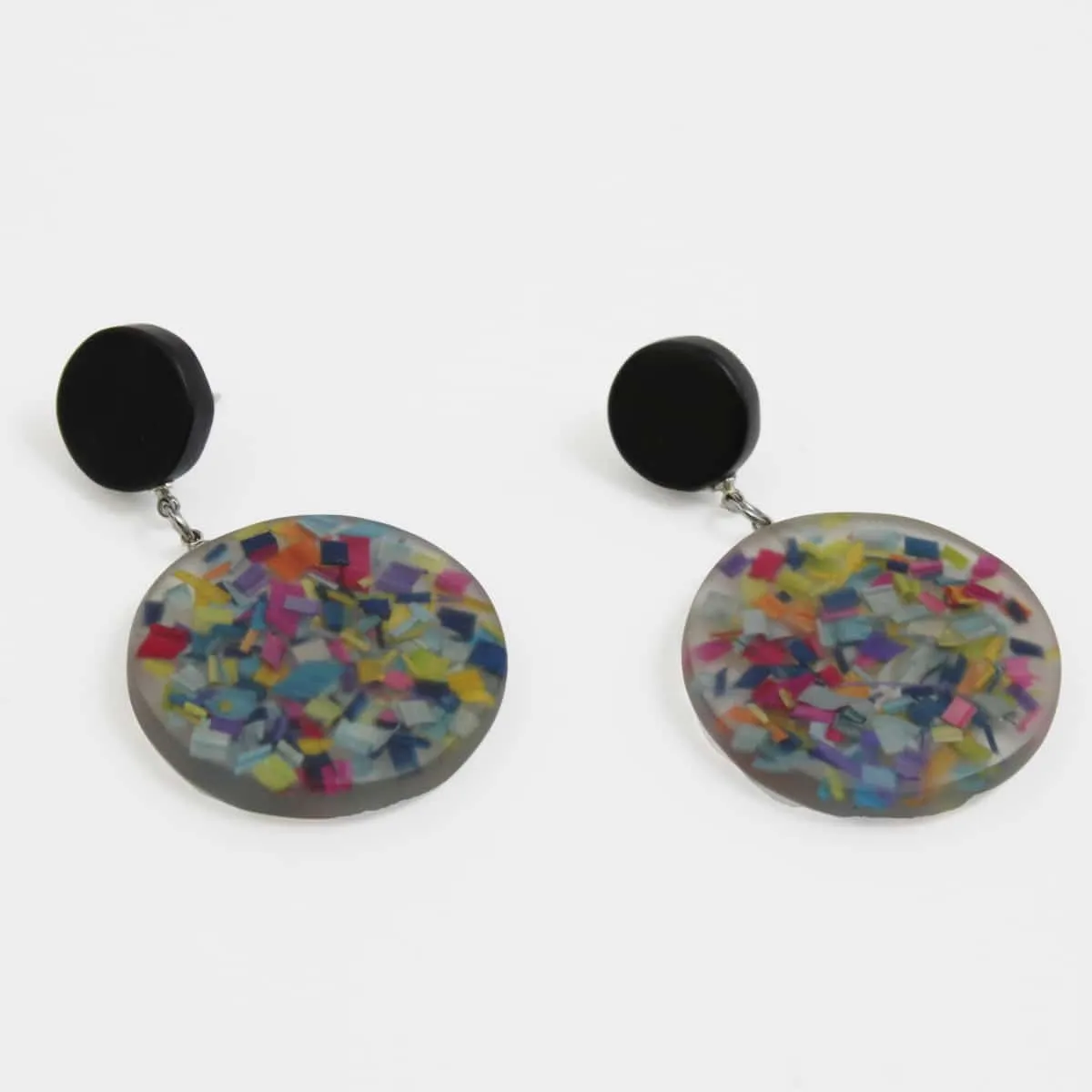 Round Confetti Dangle Statement Earrings