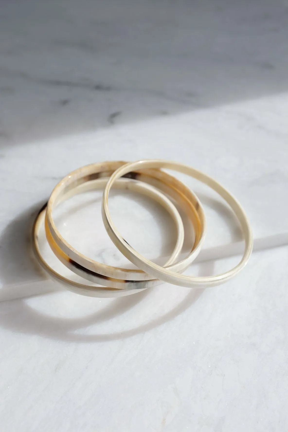 Sa Pa Minimal Genuine Buffalo Horn Bangle Bracelets, Set of 4