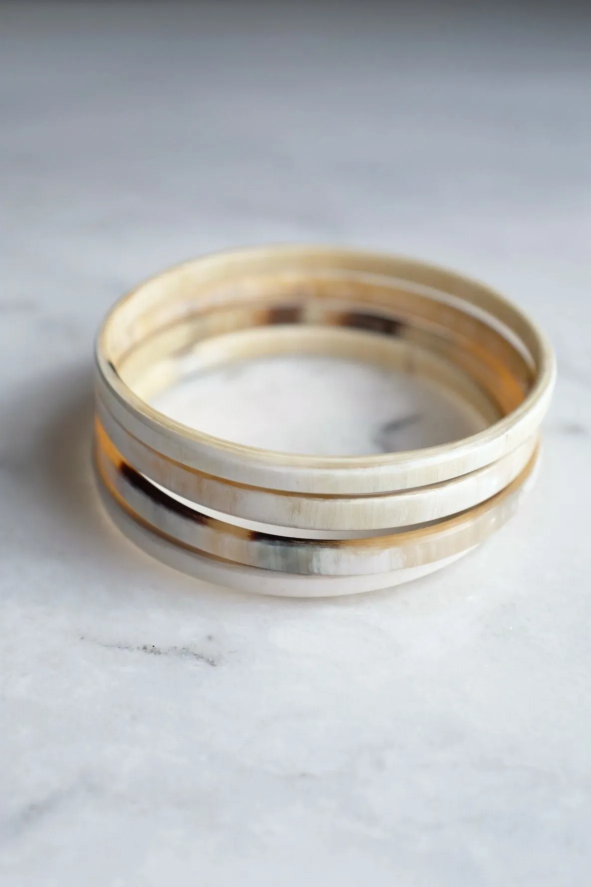 Sa Pa Minimal Genuine Buffalo Horn Bangle Bracelets, Set of 4