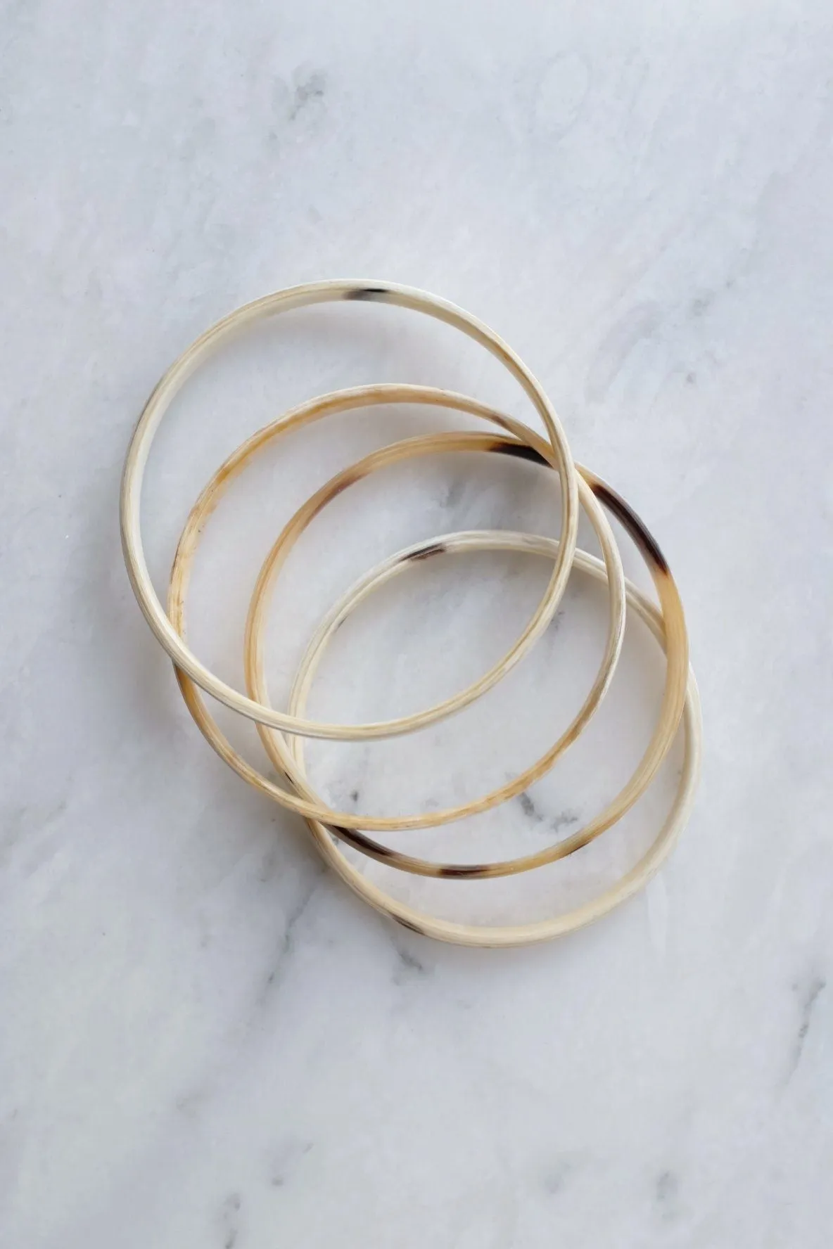 Sa Pa Minimal Genuine Buffalo Horn Bangle Bracelets, Set of 4