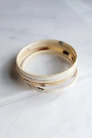 Sa Pa Minimal Genuine Buffalo Horn Bangle Bracelets, Set of 4